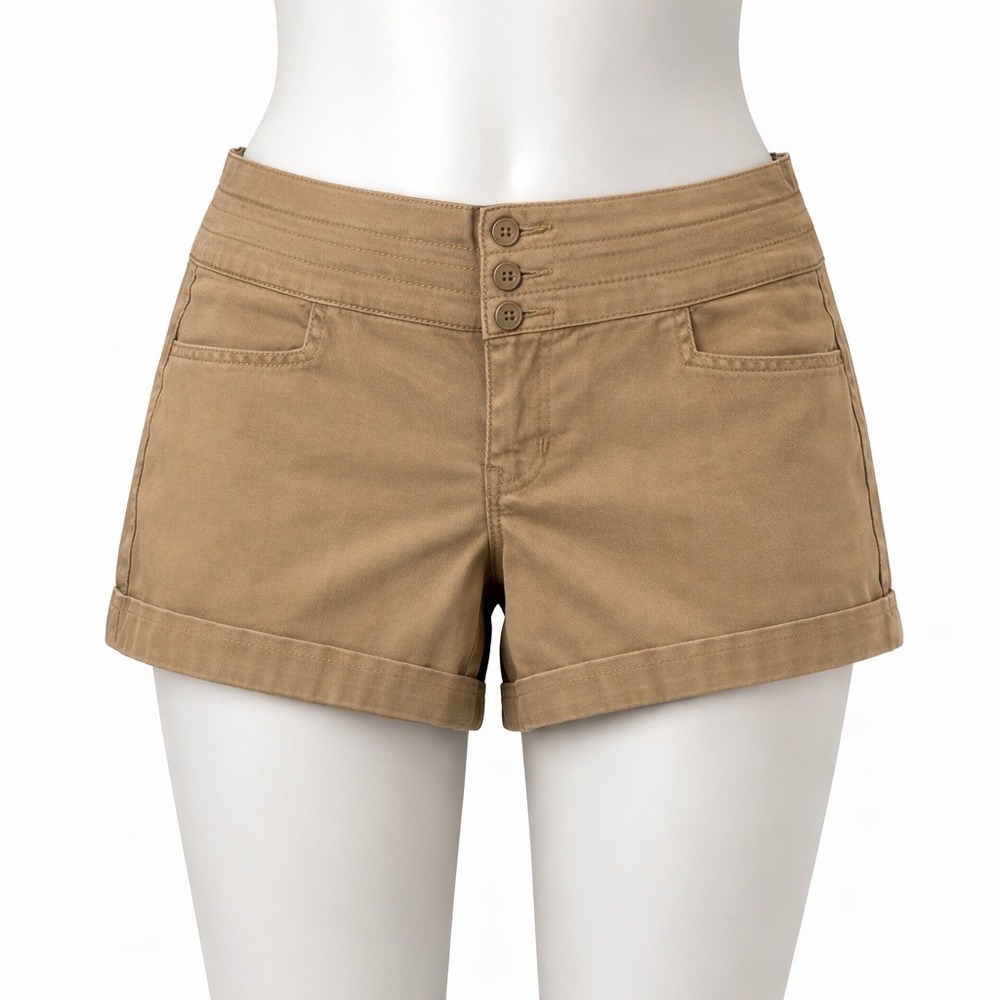 Copper Key Womens Khaki Shorts Tan Cuffed Casual‎ Twill 00187